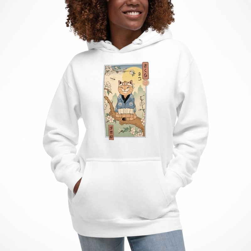 Japan Hoodie - Ukiyo-e Neko Sakura