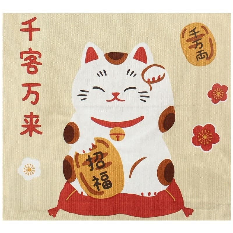 Japan Tote Bag - Beige Fuku Maneki Neko