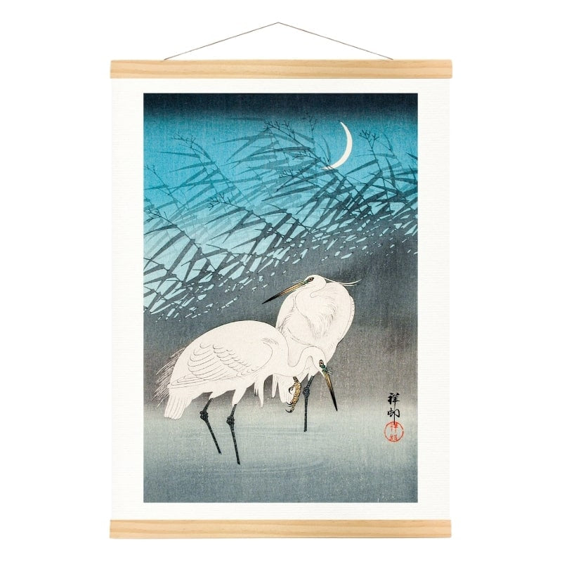Japanische Drucke - Fischreiher & Schilfrohr A3
