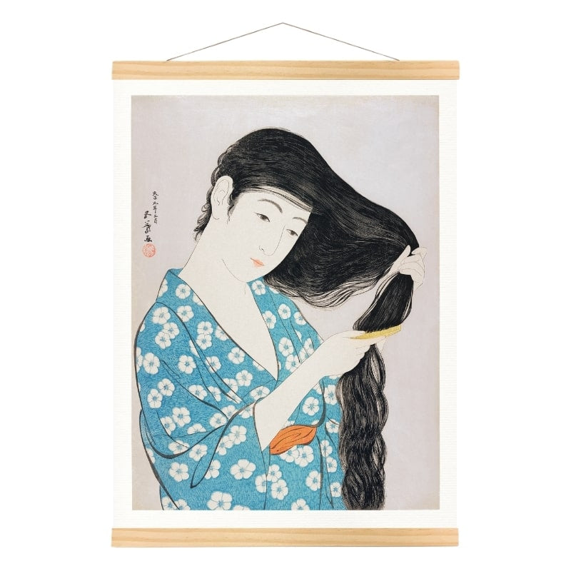 Japanische Drucke - Frau mit Kamm A3