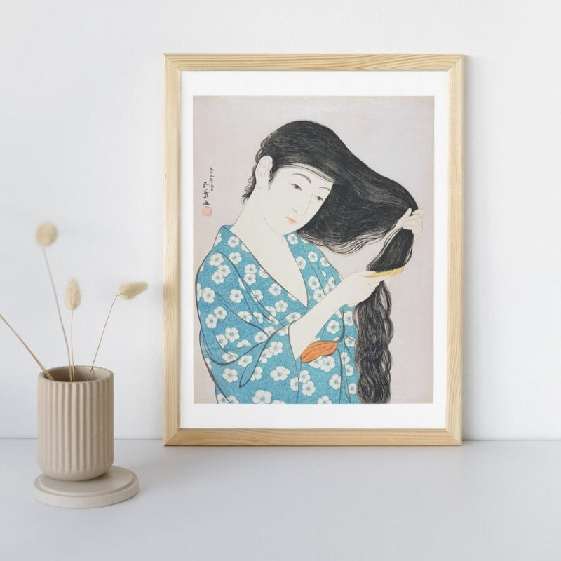 Japanische Drucke - Frau mit Kamm A3