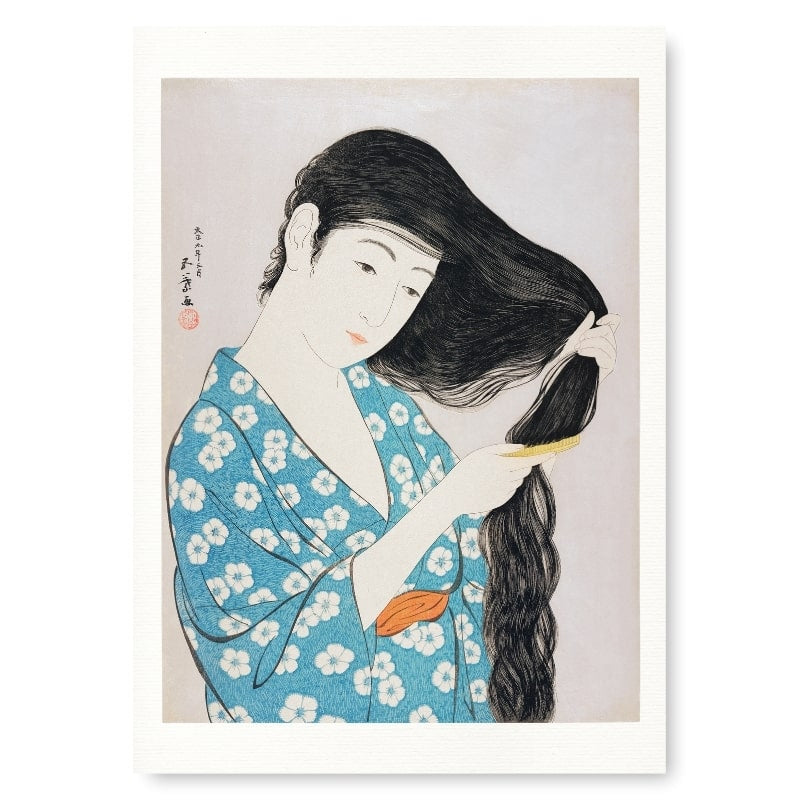 Japanische Drucke - Frau mit Kamm A3