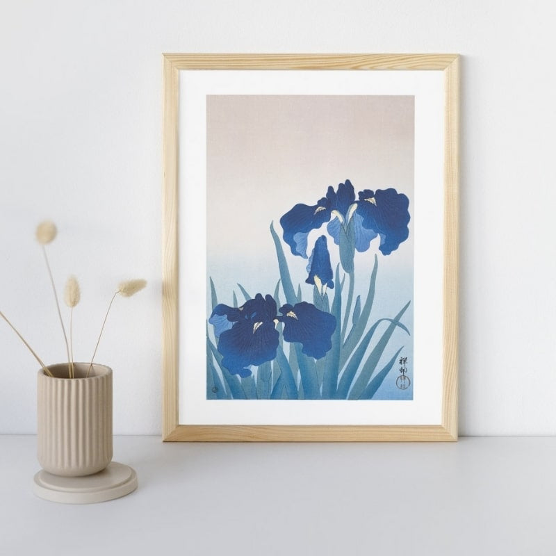 Japanische Drucke - Iris Blau A3