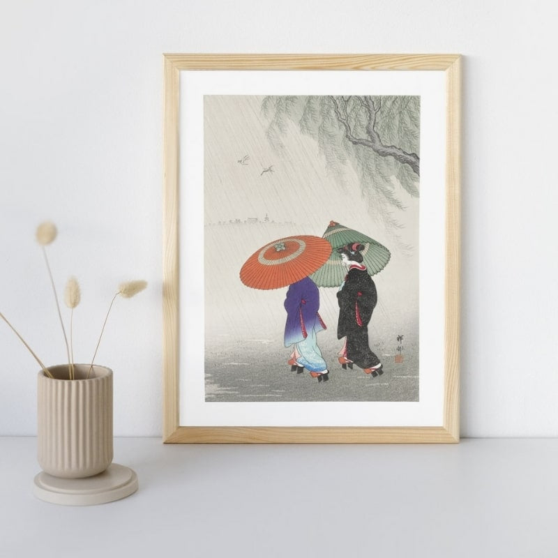 Japanische Drucke - Zwei Frauen im Regen A3