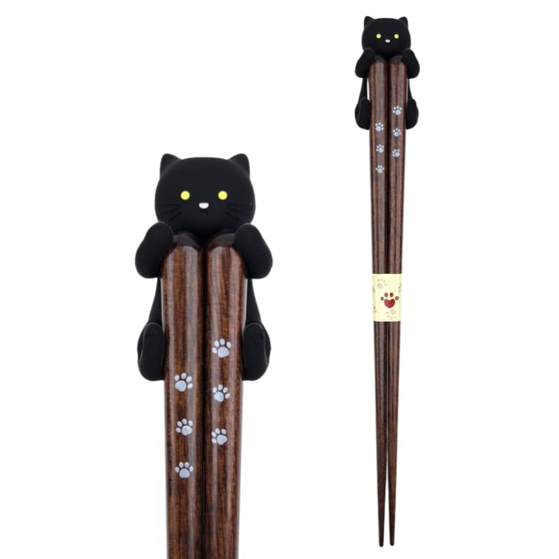 Japanische Essstäbchen Kawaii - Schwarze Katze
