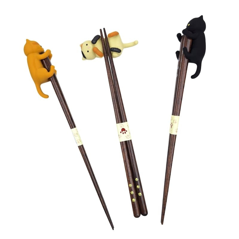 Japanische Essstäbchen Kawaii - Schwarze Katze