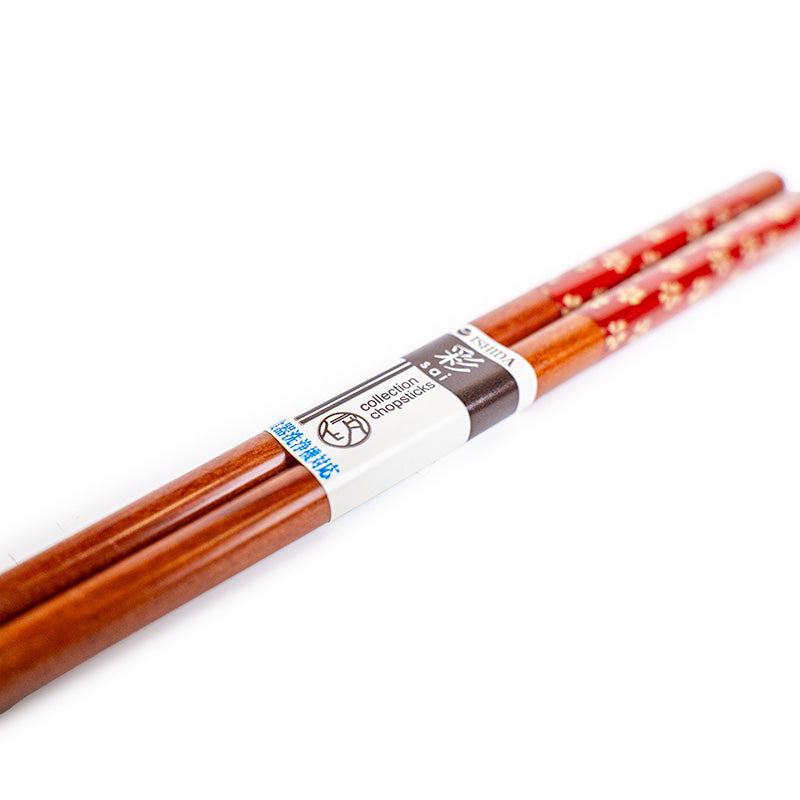 Japanische Essstäbchen mit rotem Kirschblütenmuster