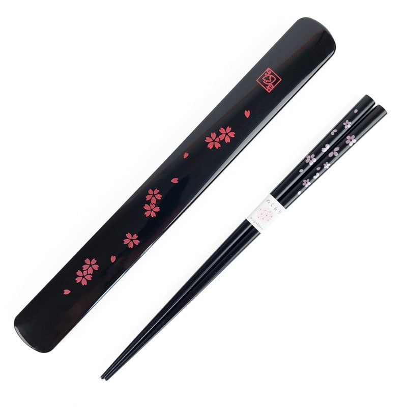 Japanische Essstäbchen Und Transportbox Sakura