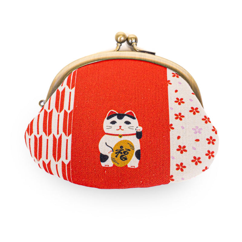 Japanische Gamaguchi-Geldbörse - Maneki Neko