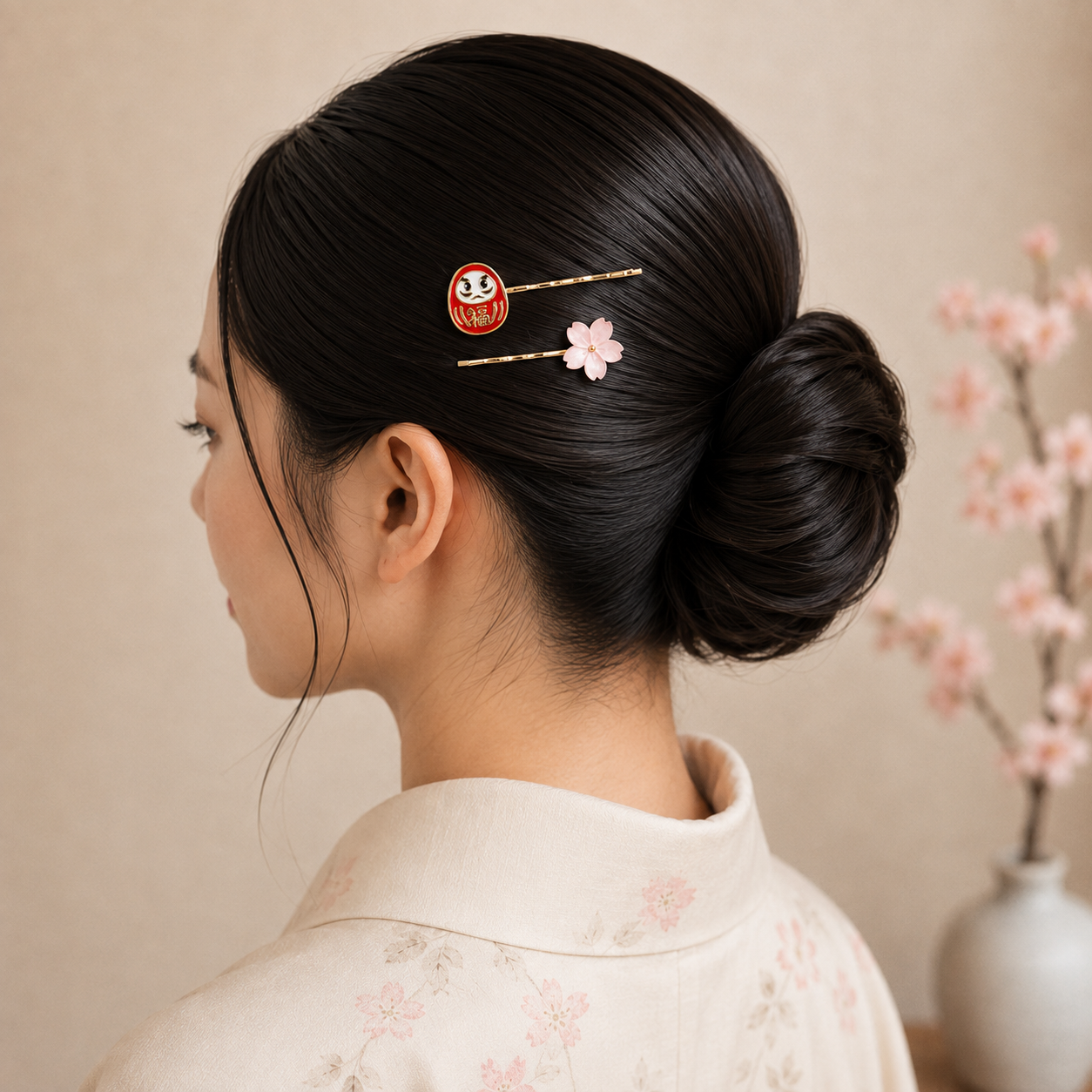 Japanische Haarspangen Daruma & Sakura