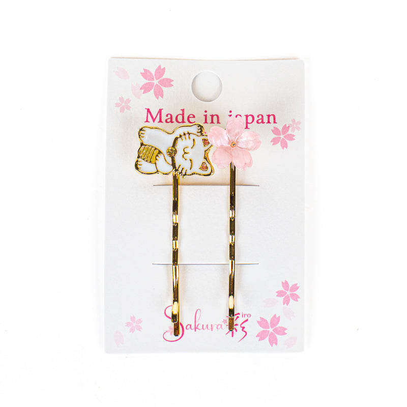 Japanische Haarspangen Maneki-Neko & Sakura