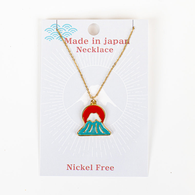 Japanische Halskette mit Anhänger Sonne und Fuji