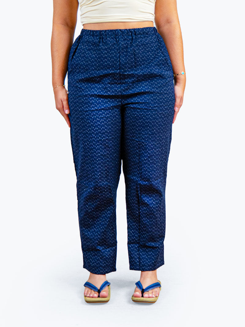 Japanische Hose Damen – Marineblaue Kasuri