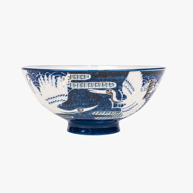 Japanische Keramische Schale – Tsuru Kranich