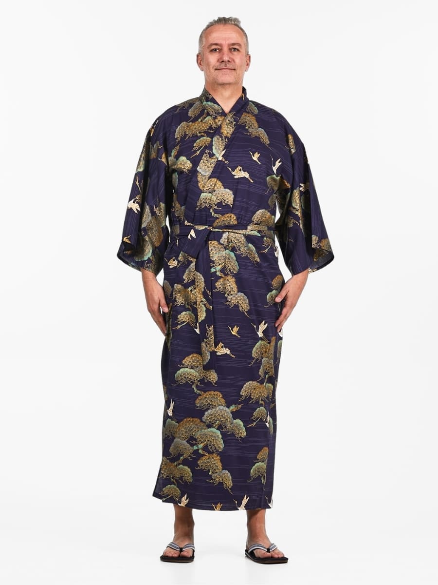 Japanische Kimono Herren - Kranich & Kiefer Einheitsgröße