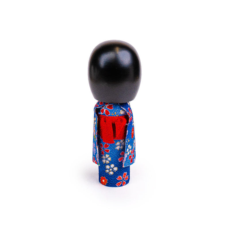 Japanische Kokeshi Puppe - Blauer Kimono