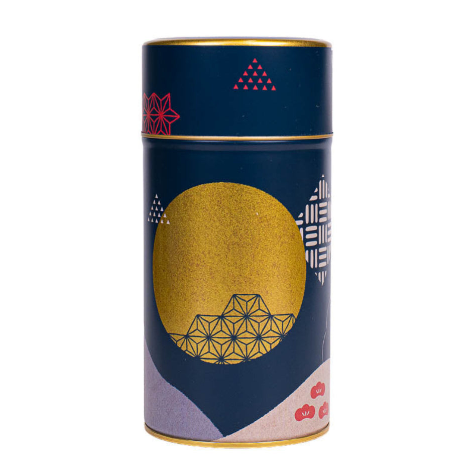 Japanische Metall-Teedose - Nachtblau und Goldener Mond