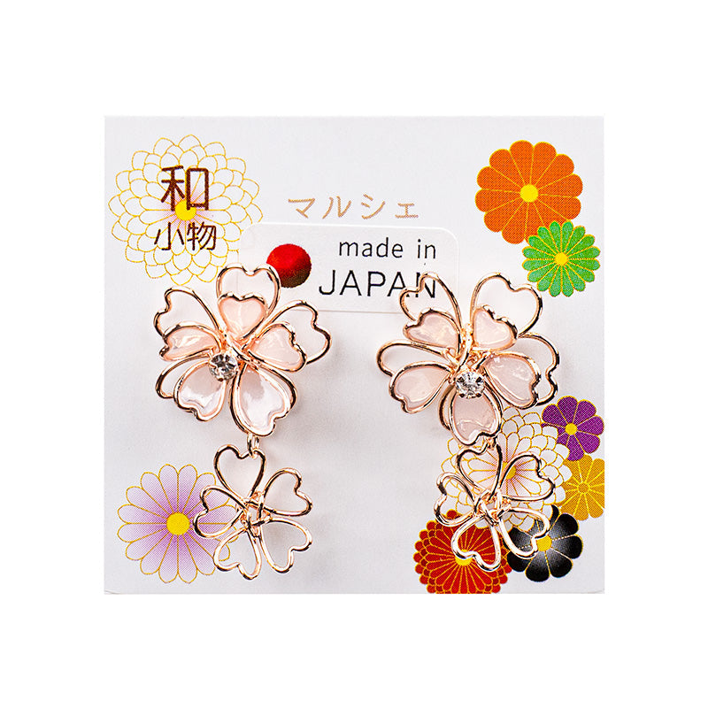 Japanische Ohrringe - Doppelte Sakura