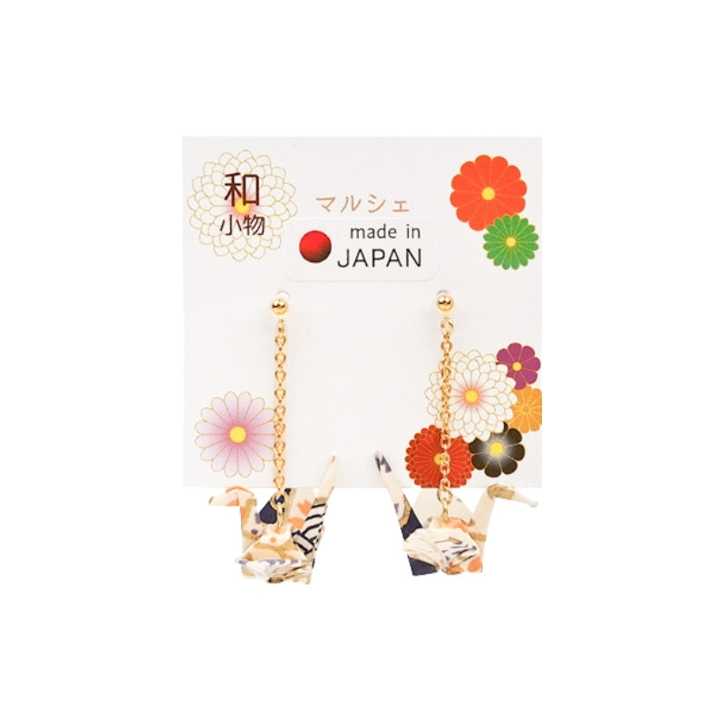 Japanische Ohrringe Ketten Kraniche Weiss