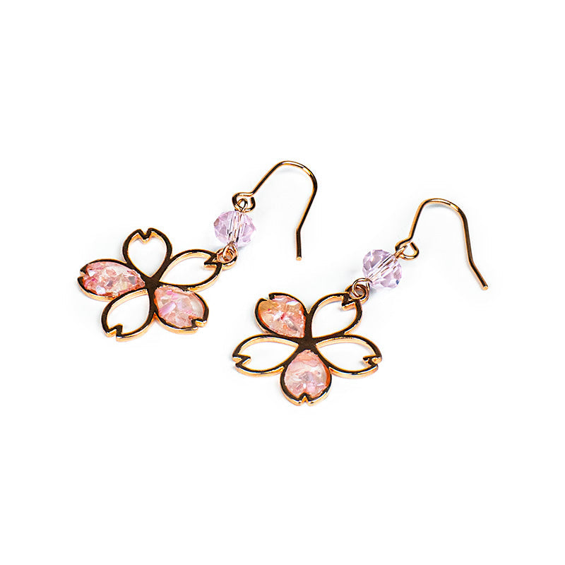 Japanische Ohrringe - Kirschblüte Ohrhaken (Mit Ohrlöchern)