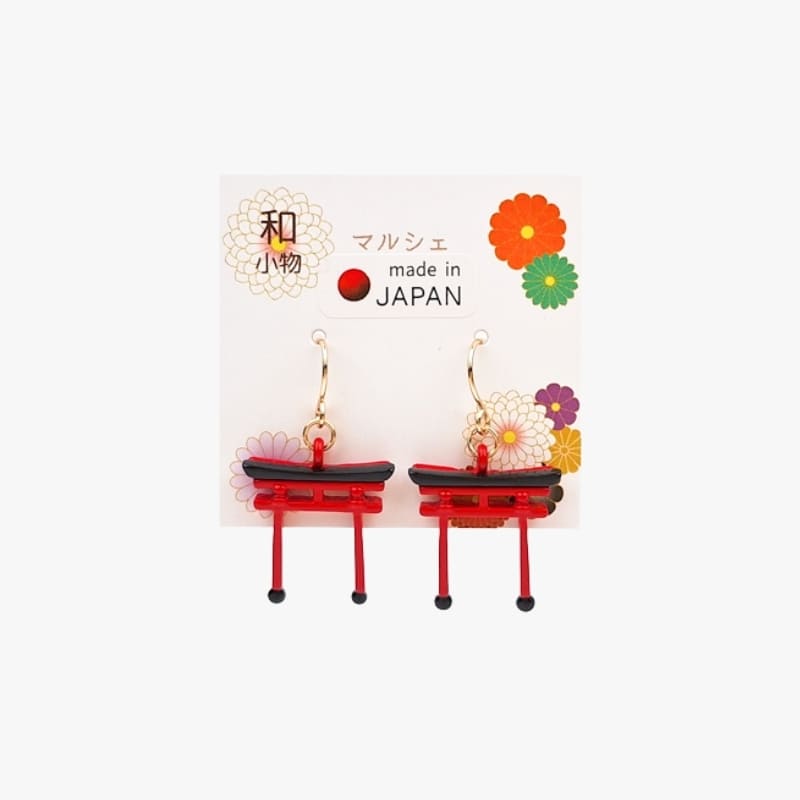 Japanische Ohrringe Torii-Halterung Rot