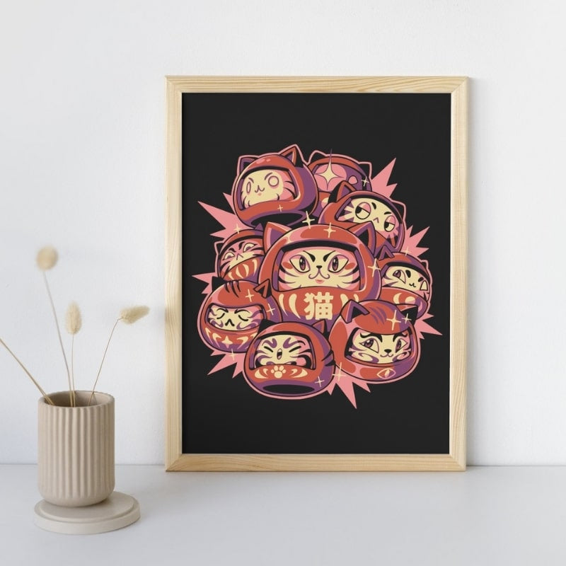 Japanische Poster - Daruma Cat A3