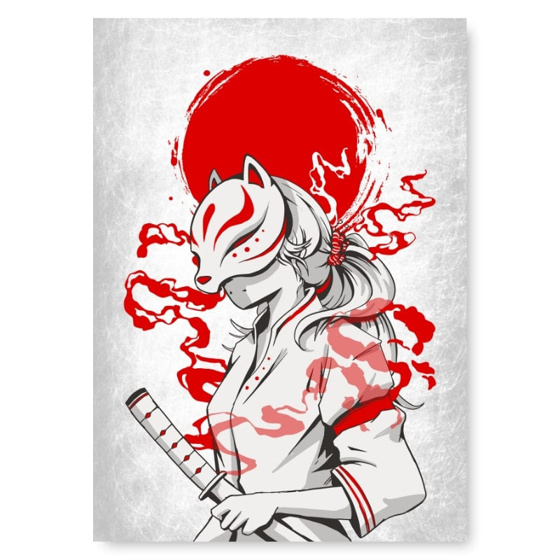 Japanische Poster - Samurai Kitsune A3