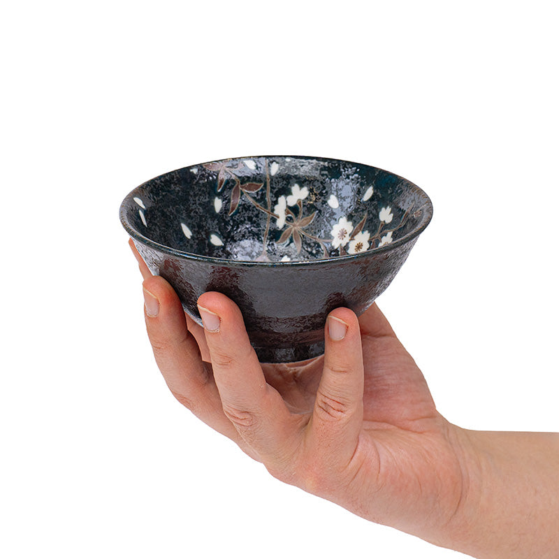 Japanische Reisschale Kuro Sakura
