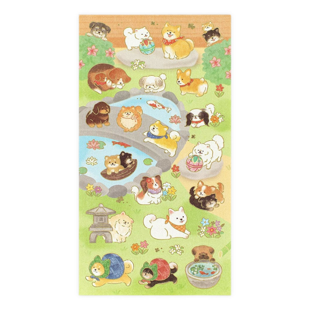 Japanische Sticker - Hunde & Japanischer Garten
