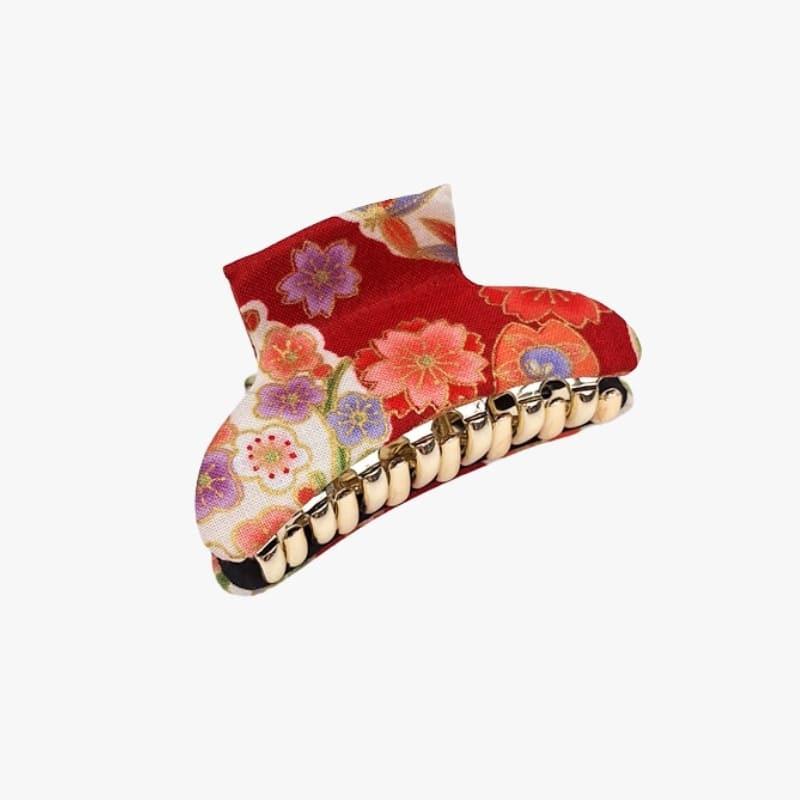 Japanische Stoff-Haarklammern Rot