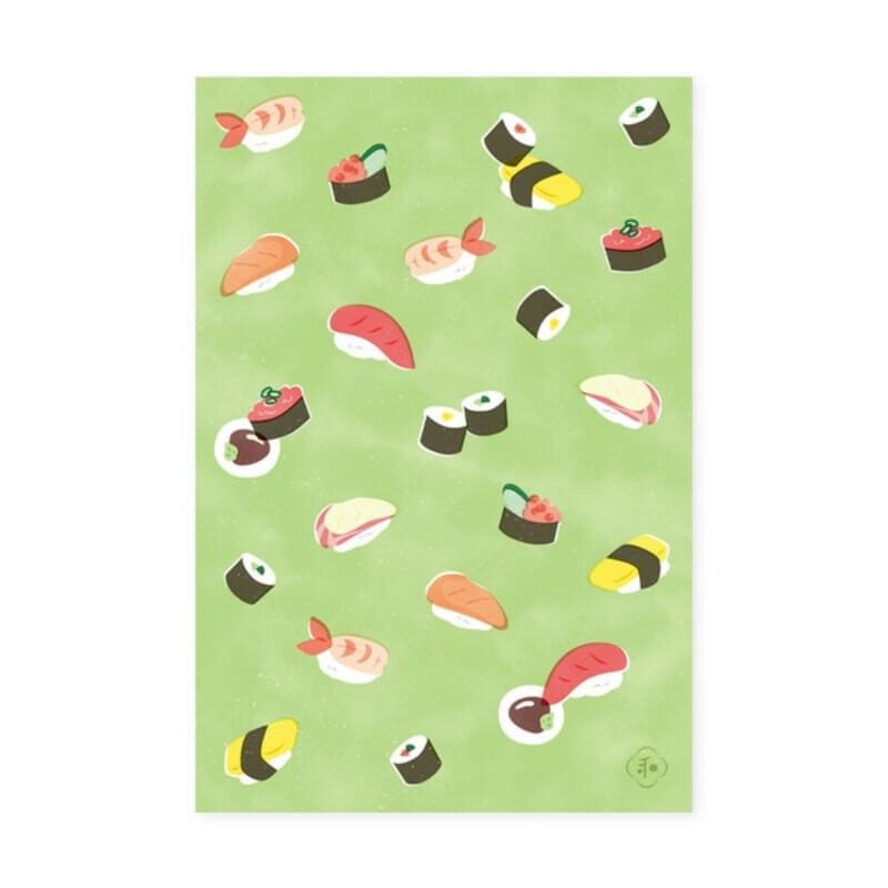 Japanische Sushi-Postkarte