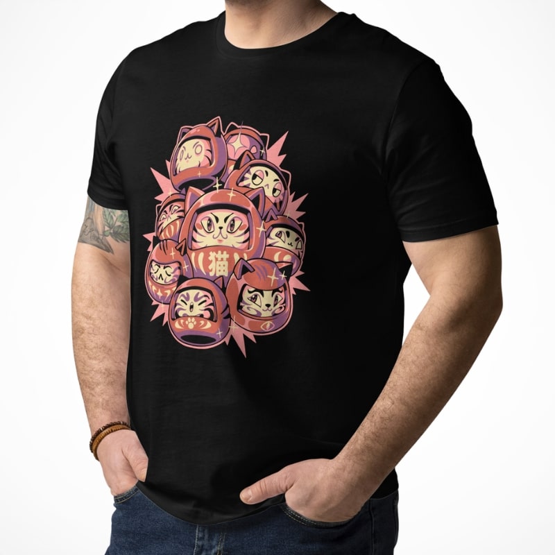 Japanische T-Shirt - Daruma Cat