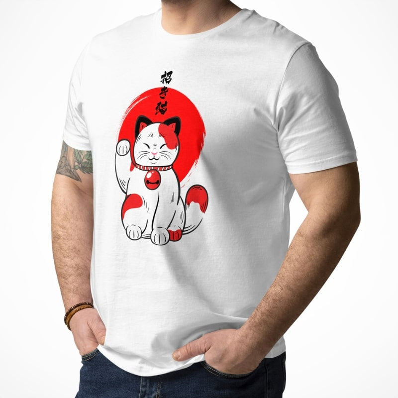 Japanische T-Shirt - Katze Glücksbringer