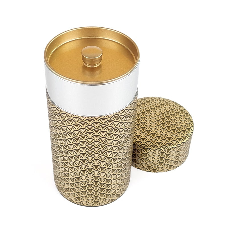Japanische Teedose - Washi Seigaiha