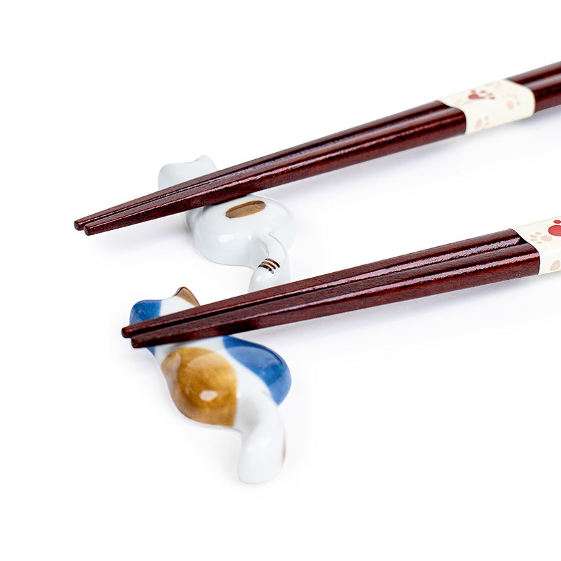japanischen Essstäbchen & Essstäbchenhalter Set - Katze
