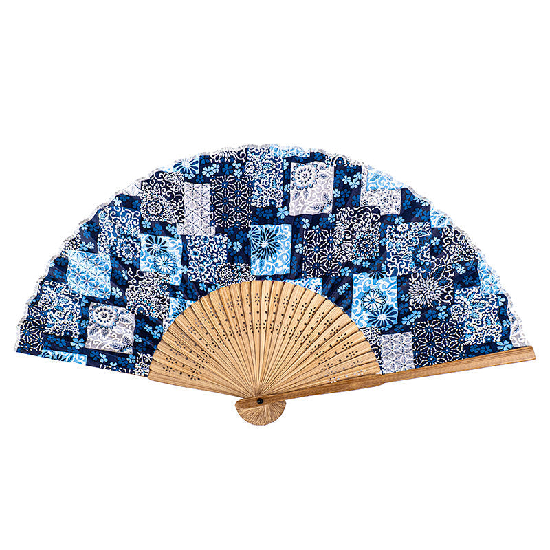 Japanischer Fächer Mino Washi Indigo