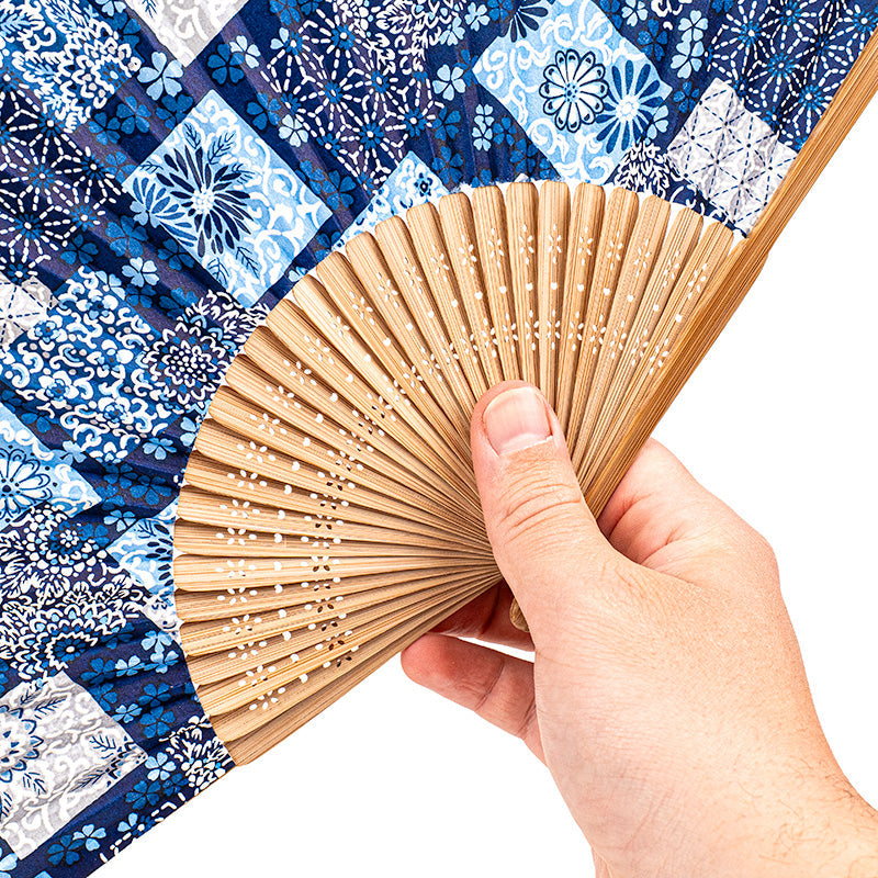 Japanischer Fächer Mino Washi Indigo