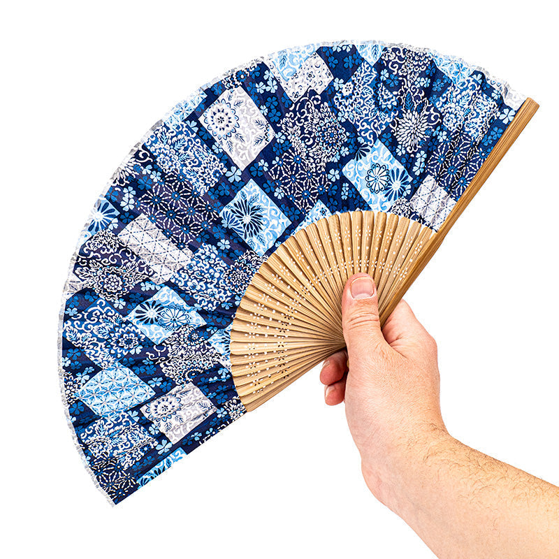 Japanischer Fächer Mino Washi Indigo
