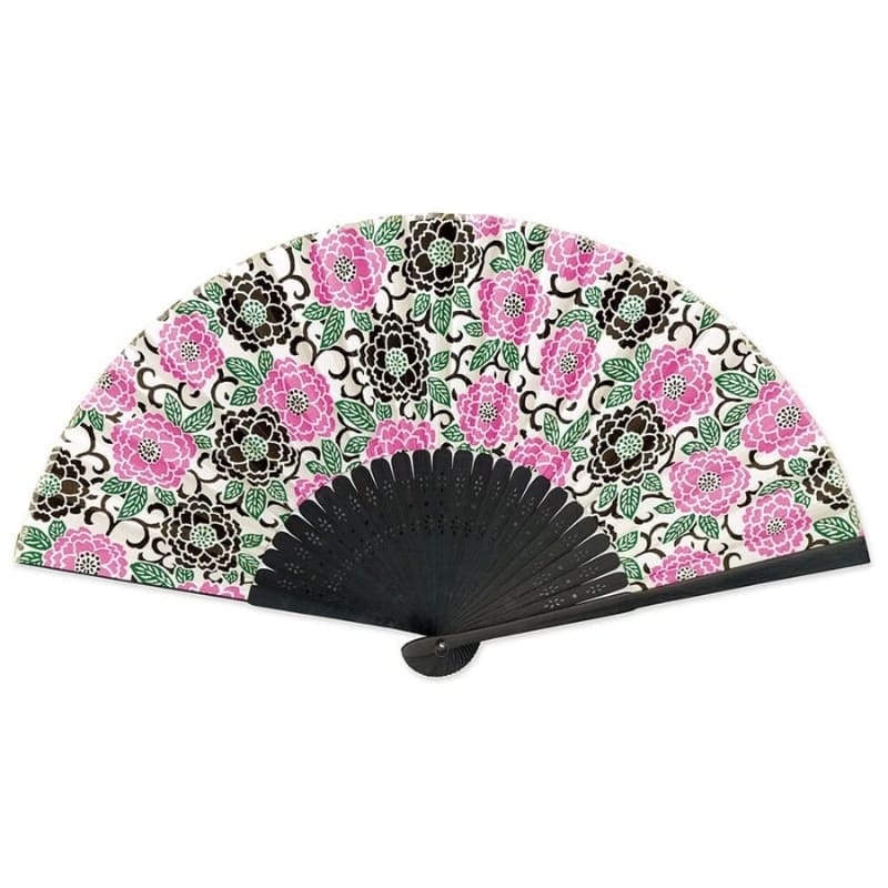 Japanischer Fächer Yuzen Botan Rosa