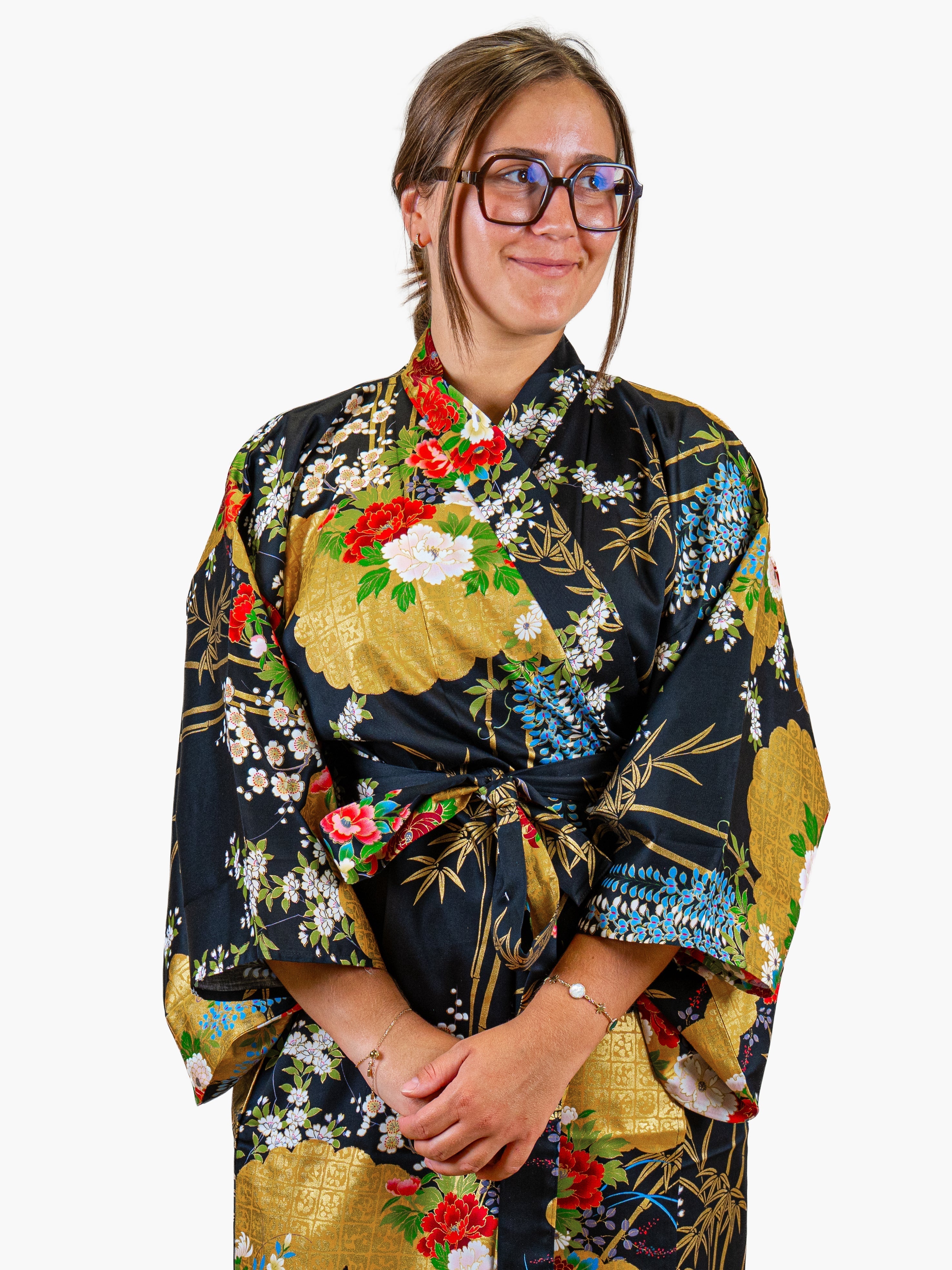 Japanischer Kimono Damen – Goldene Botan