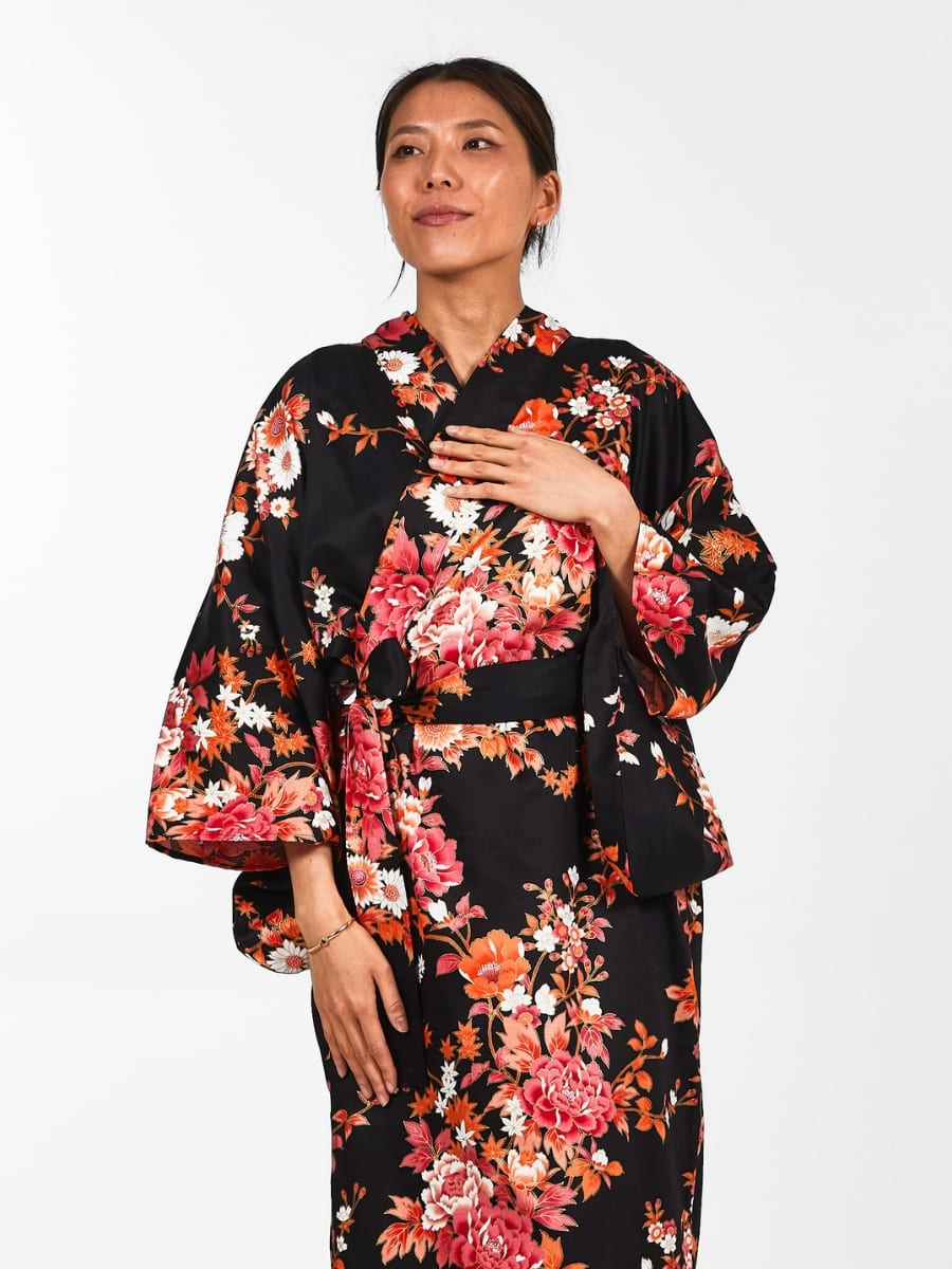 Japanischer Kimono Damen - Sakura to Botan Einheitsgröße