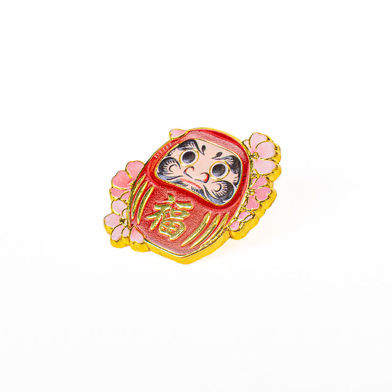 Japanischer Metall-Pin – Daruma und Sakura