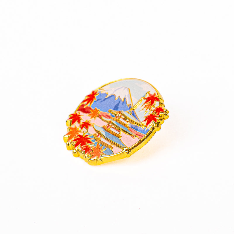 Japanischer Metall-Pin – Momiji Tempel und Fuji
