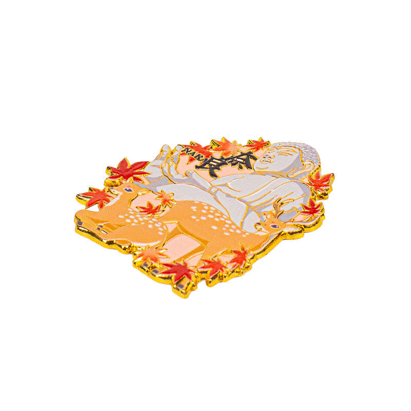 Japanischer Metallmagnet Hirsche und Buddha