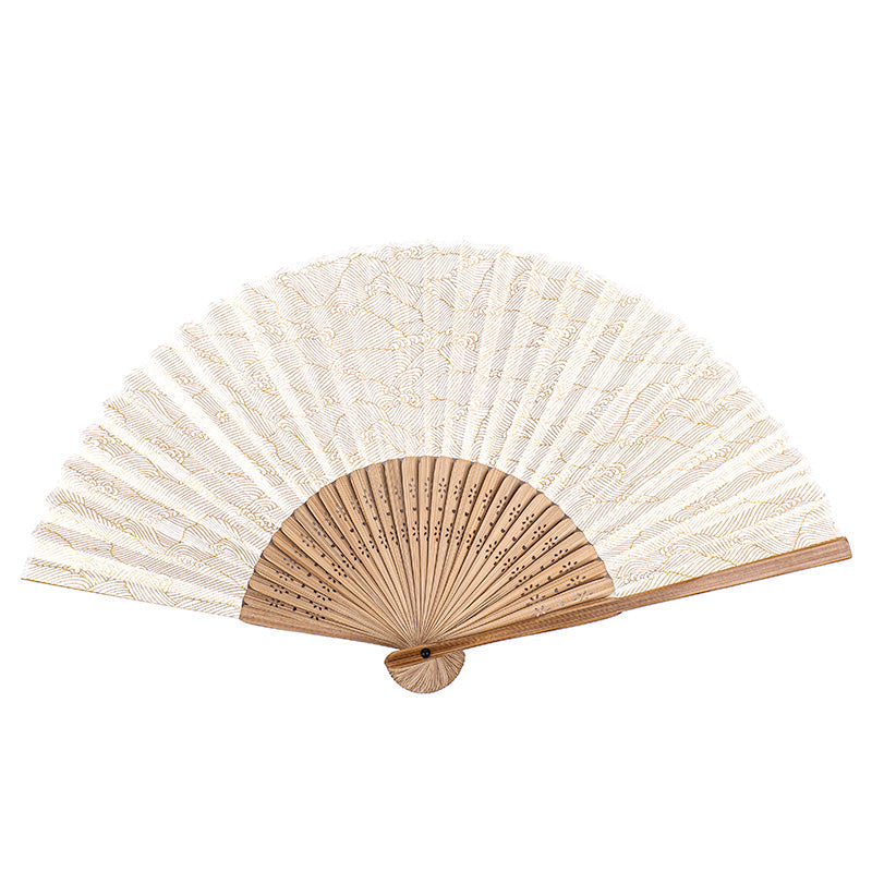 Japanischer Mino Washi Fächer Weiß Wellen