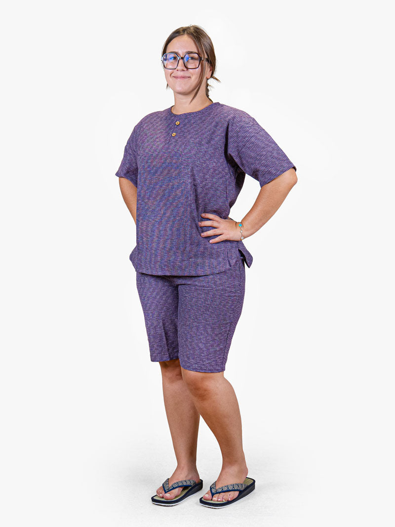 Japanischer Pyjama im Jinbei-Stil Damen – Violett