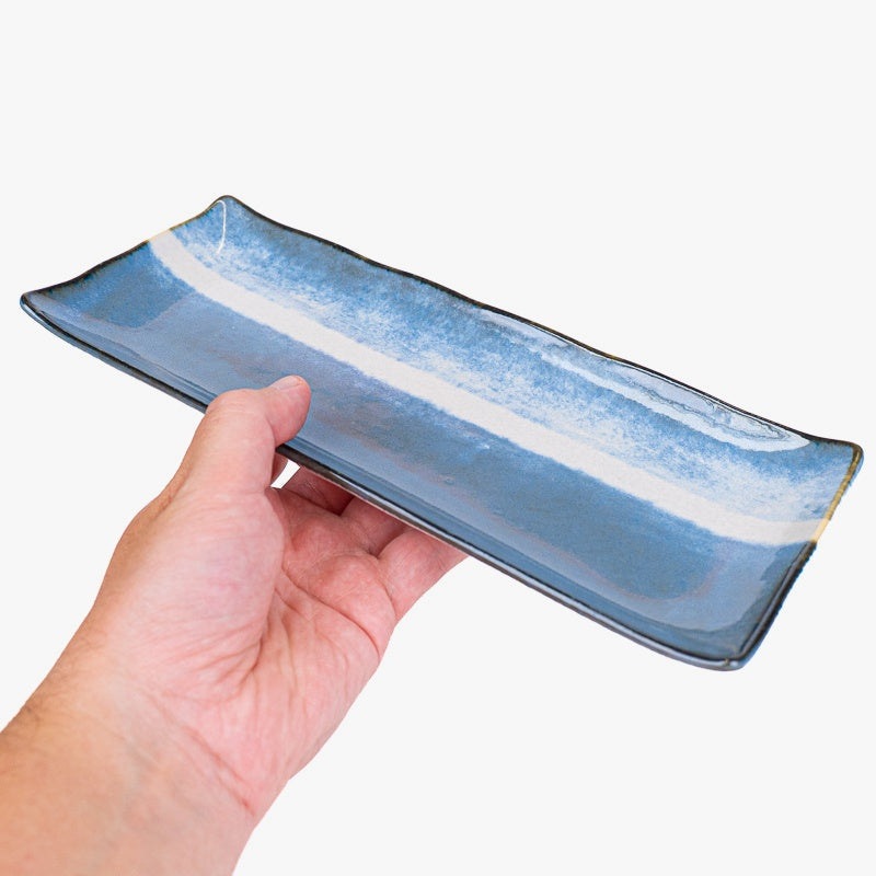 Japanischer Rechteckiger Teller – Blau