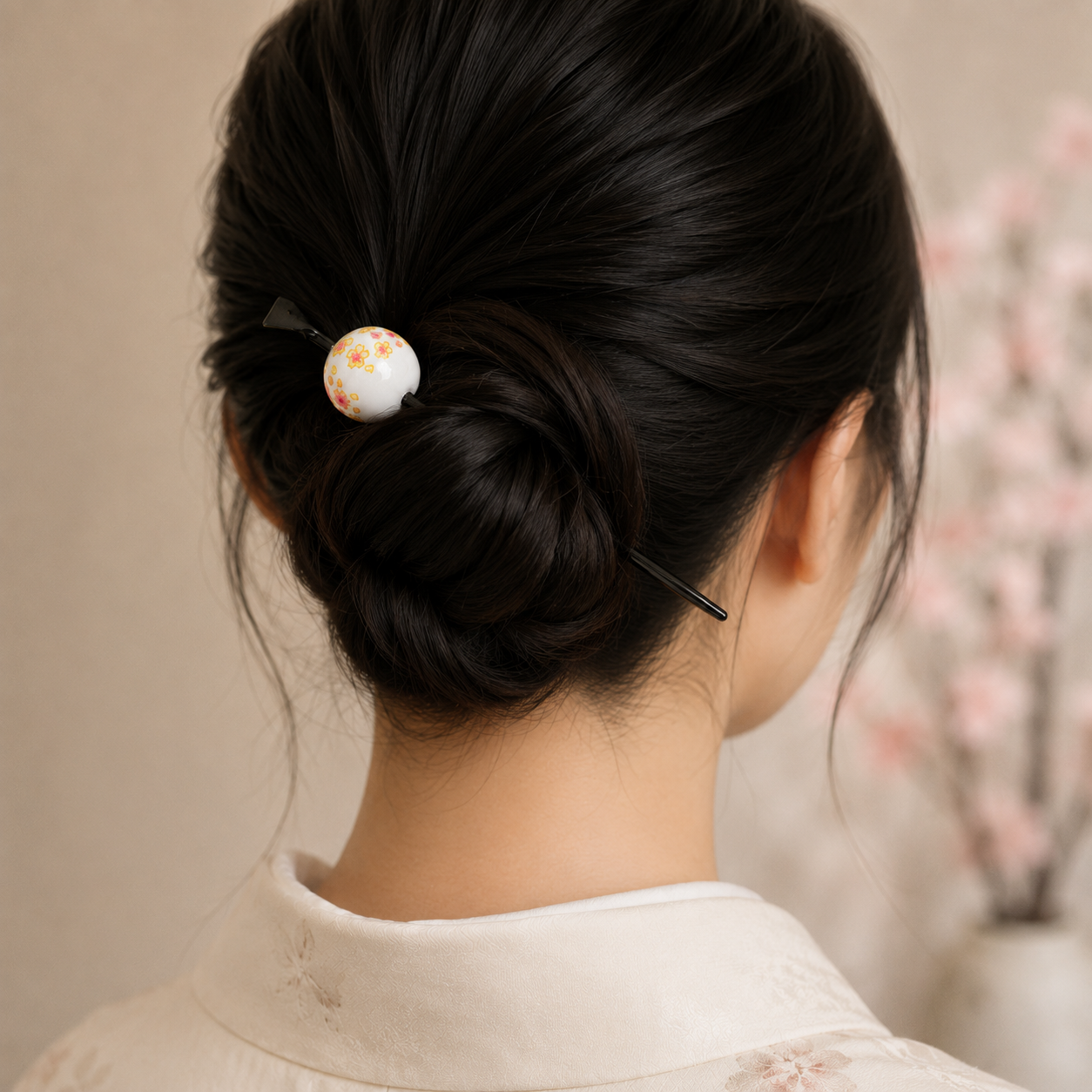 Japanischer Tama Kanzashi Ukidama Weiß