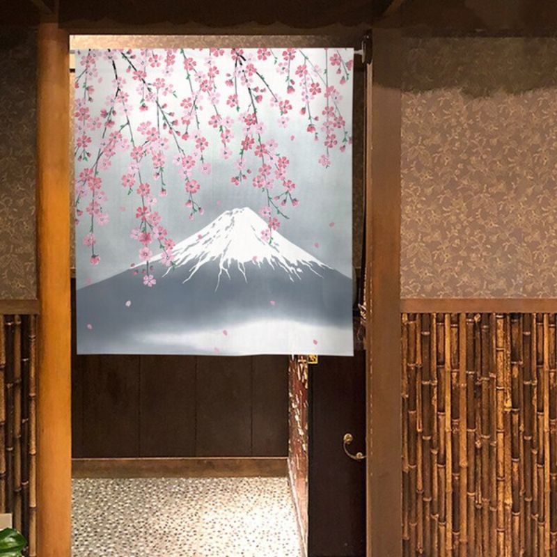 japanischer Vorhang Kirschbaum & Fuji 85 x 90 cm