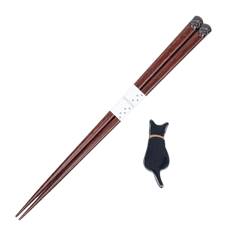 Japanisches Essstäbchen-Set – Black Cat